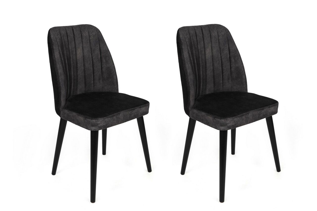Set de scaune, Nmobb, Alfa-437 V2, Metal , Antracit / Negru