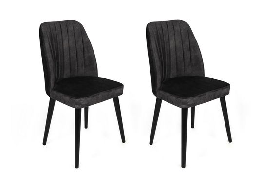 Set de scaune, Nmobb, Alfa-437 V2, Metal , Antracit / Negru