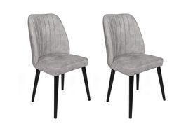 Set de scaune, Nmobb, Alfa-438 V2, Metal , Gri/Negru