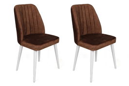 Set de scaune, Nmobb, Alfa-496 V2, Metal , Maro/Alb