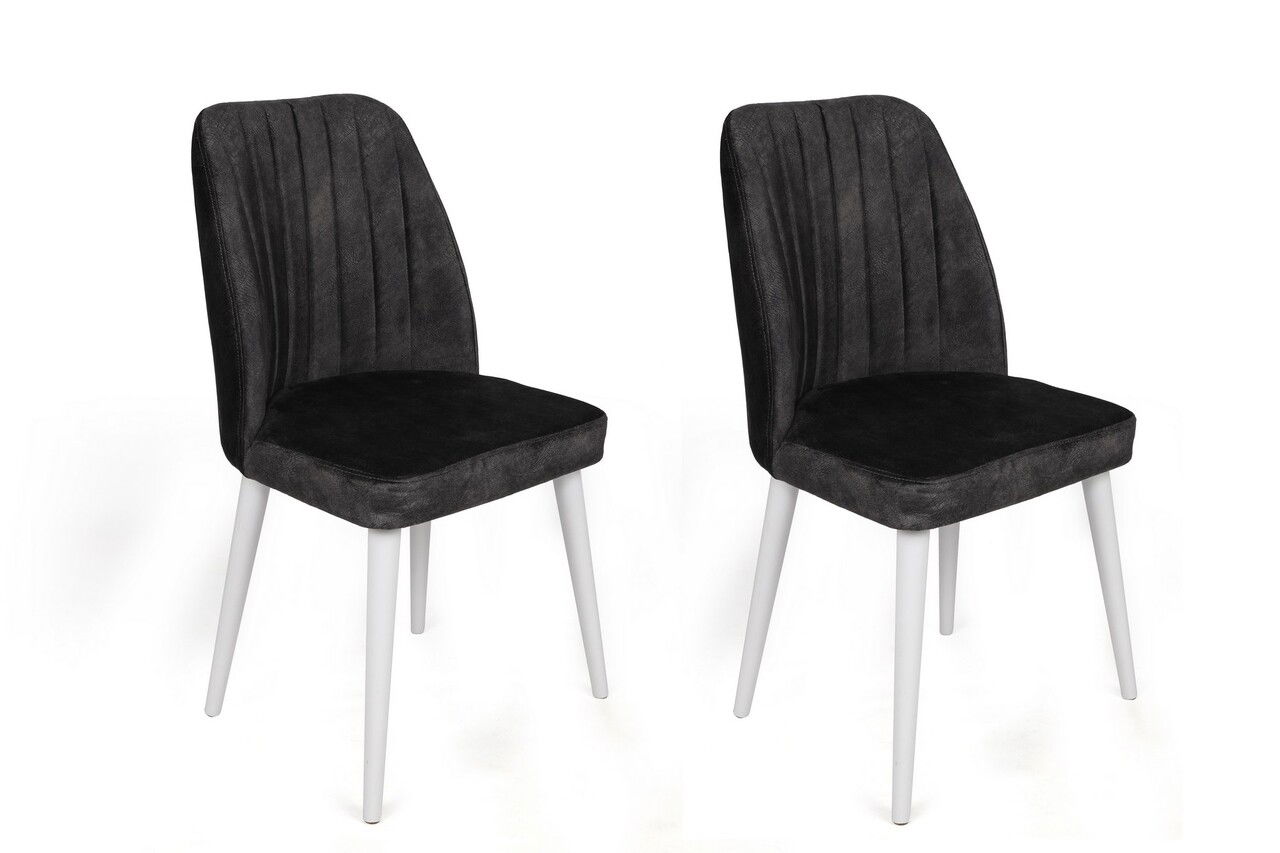 Set de scaune, Nmobb, Alfa-497 V2, Metal , Antracit/Alb