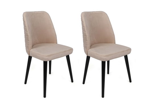 Set de scaune, Nmobb, Tutku-306 V2, Lemn, Crem/Negru