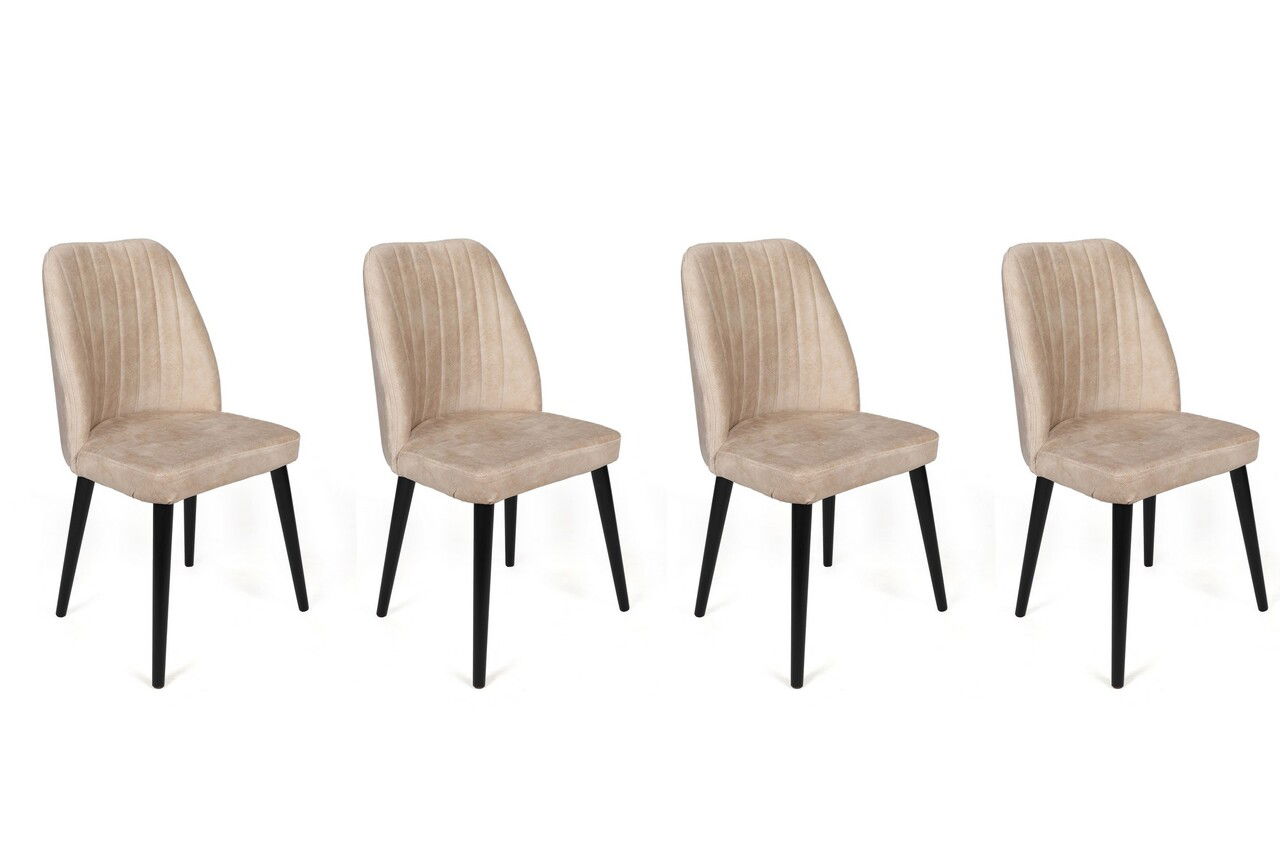 Set de scaune, Nmobb, Alfa-434 V4, Metal , Crem/Negru