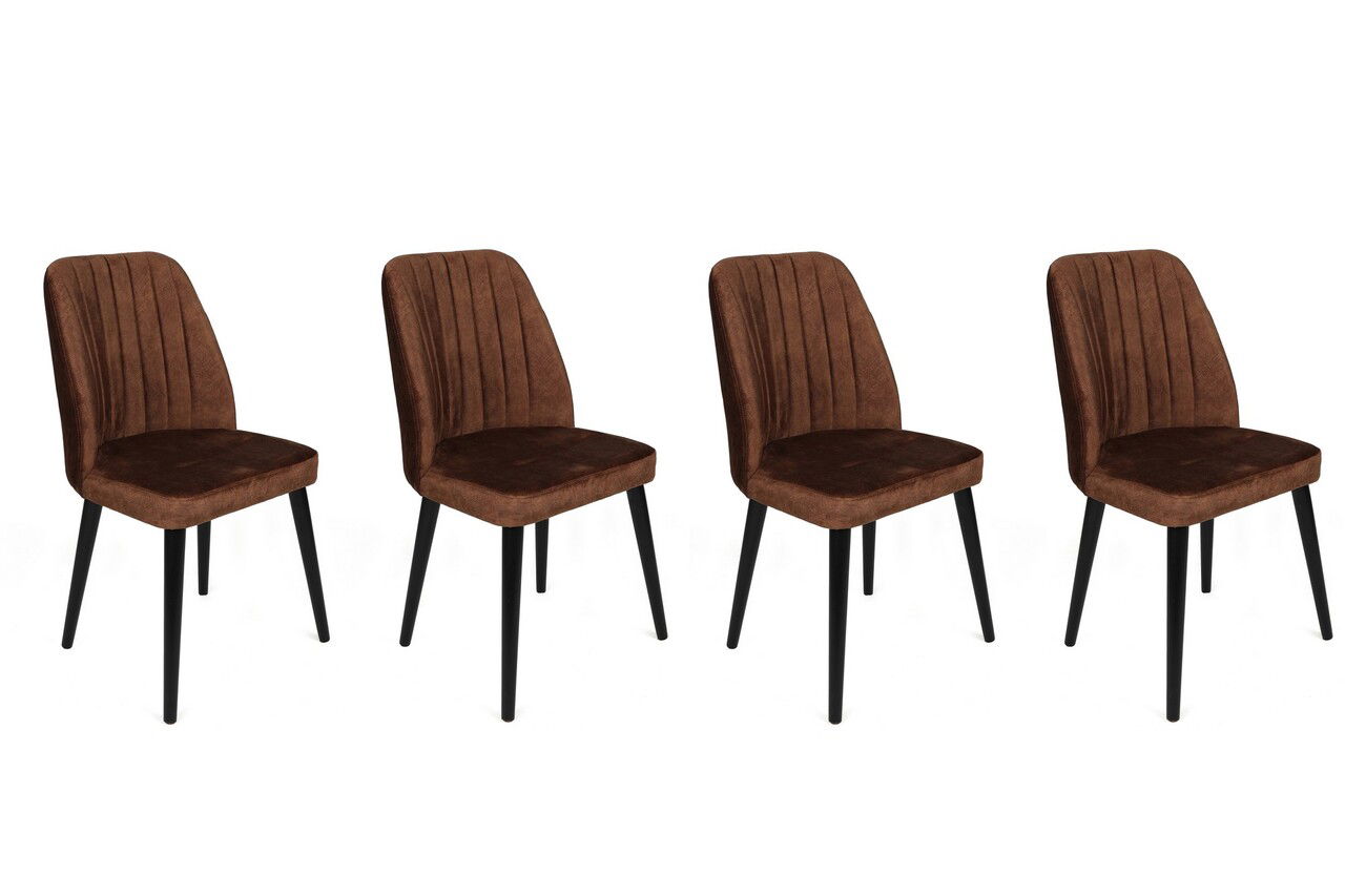Set de scaune, Nmobb, Alfa-436 V4, Metal , Maro / Negru