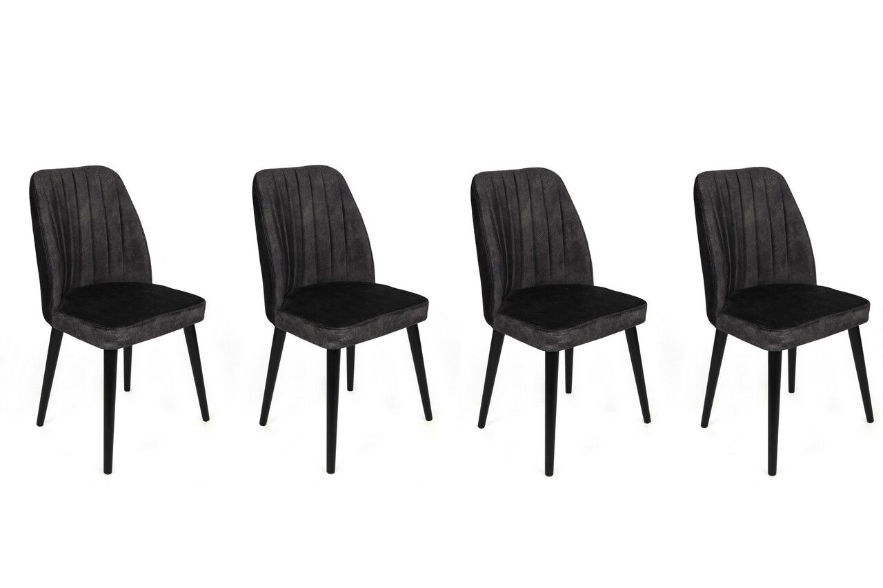 Set de scaune, Nmobb, Alfa-437 V4, Metal , Antracit / Negru