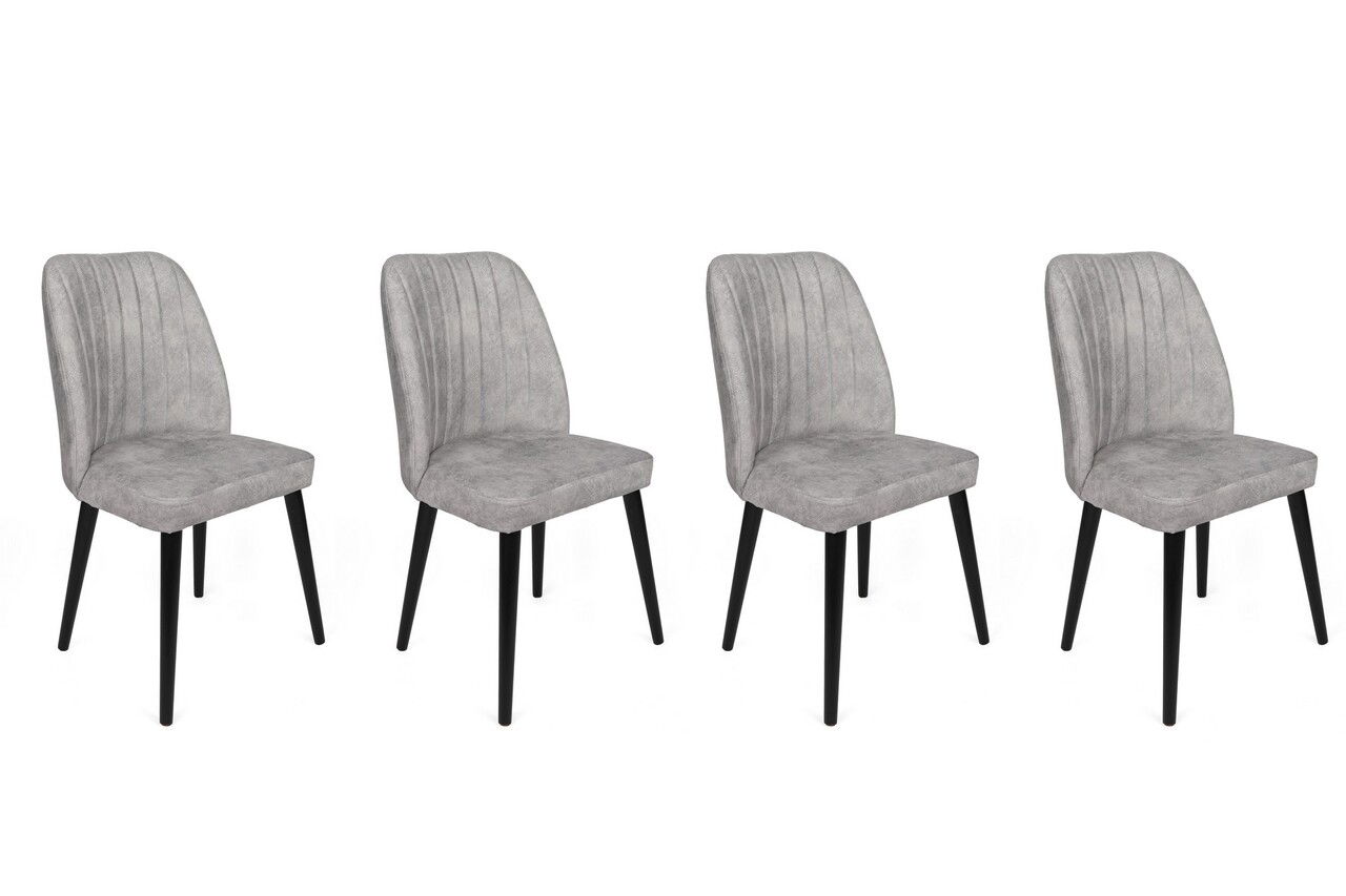 Set de scaune, Nmobb, Alfa-438 V4, Metal , Gri/Negru