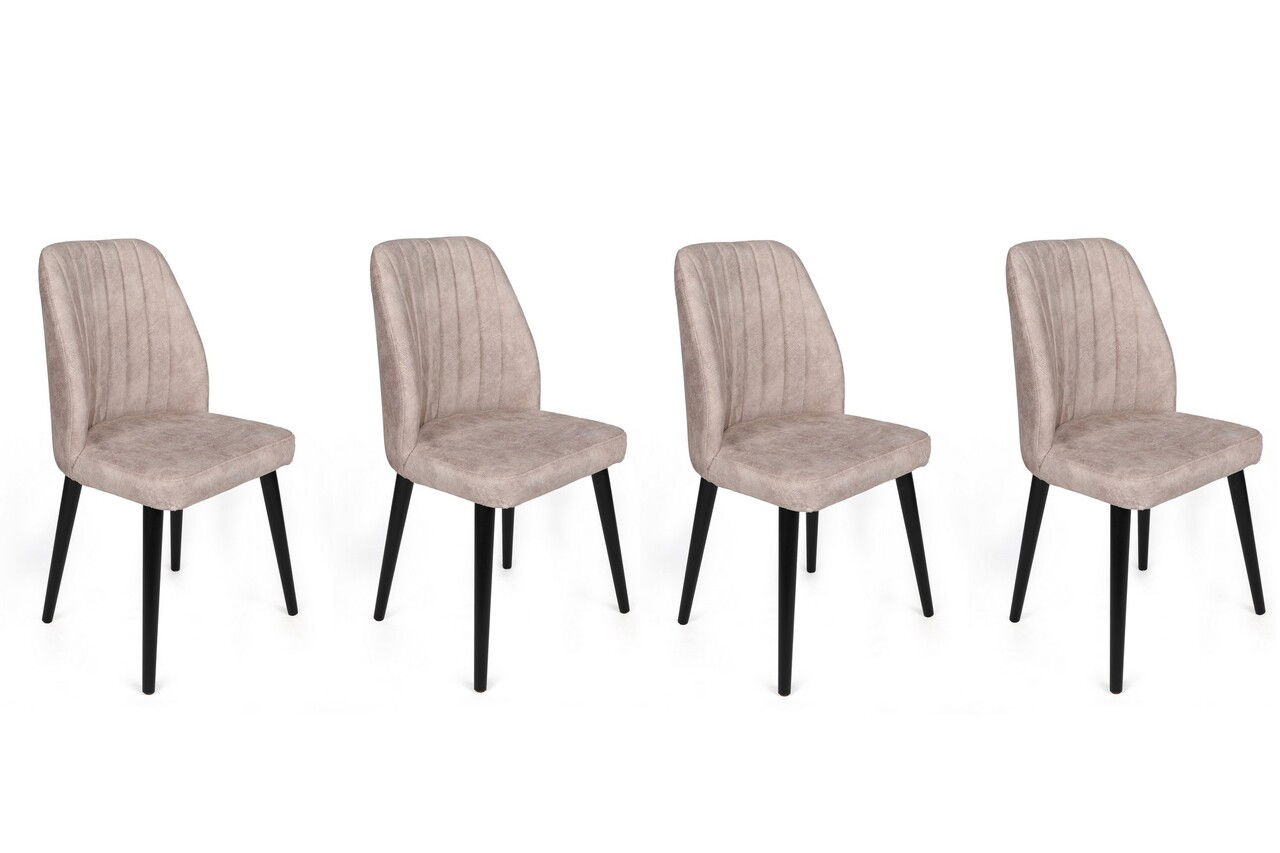 Set de scaune, Nmobb, Alfa-469 V4, Metal , Crem/Negru