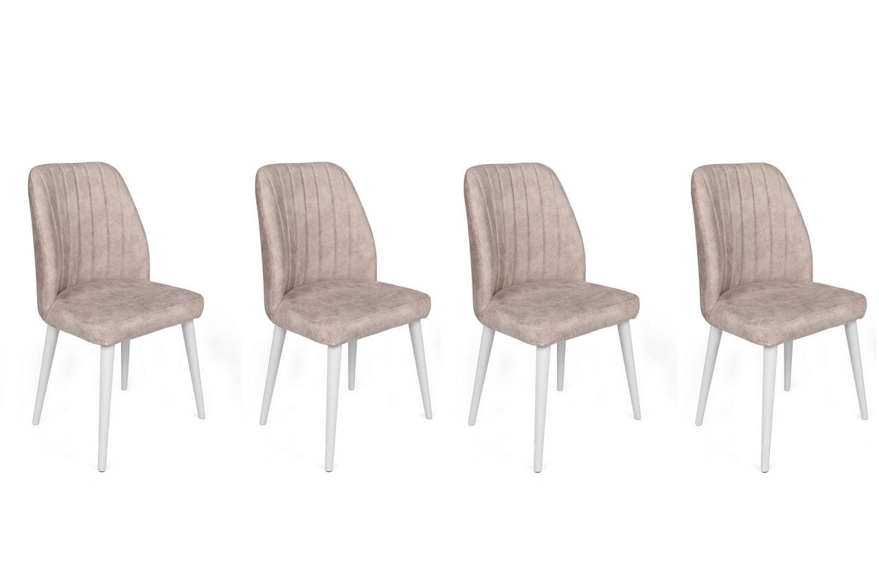 Set de scaune, Nmobb, Alfa-495 V4, Metal , Crem / Alb /