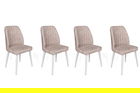 Set de scaune, Nmobb, Alfa-495 V4, Metal , Crem / Alb /