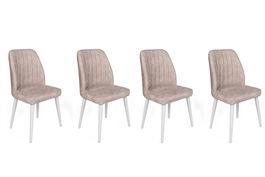 Set de scaune, Nmobb, Alfa-495 V4, Metal , Crem / Alb /