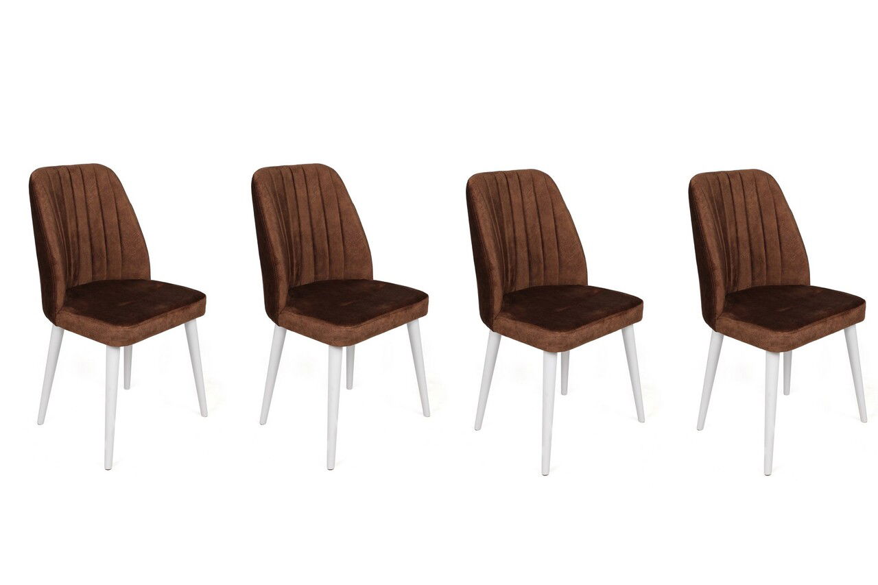 Set de scaune, Nmobb, Alfa-496 V4, Metal , Maro/Alb