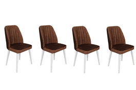 Set de scaune, Nmobb, Alfa-496 V4, Metal , Maro/Alb