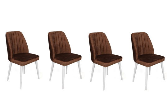 Set de scaune, Nmobb, Alfa-496 V4, Metal , Maro/Alb