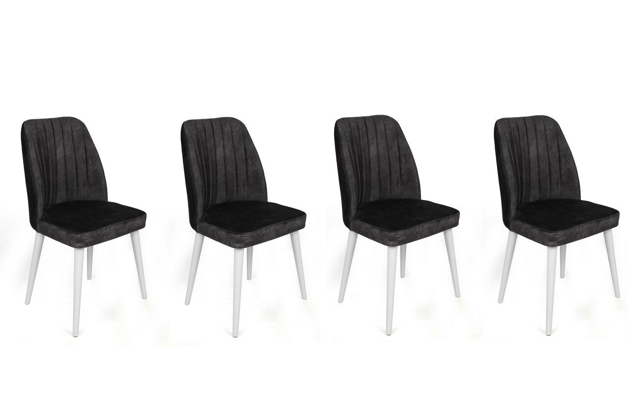 Set de scaune, Nmobb, Alfa-497 V4, Metal , Antracit/Alb