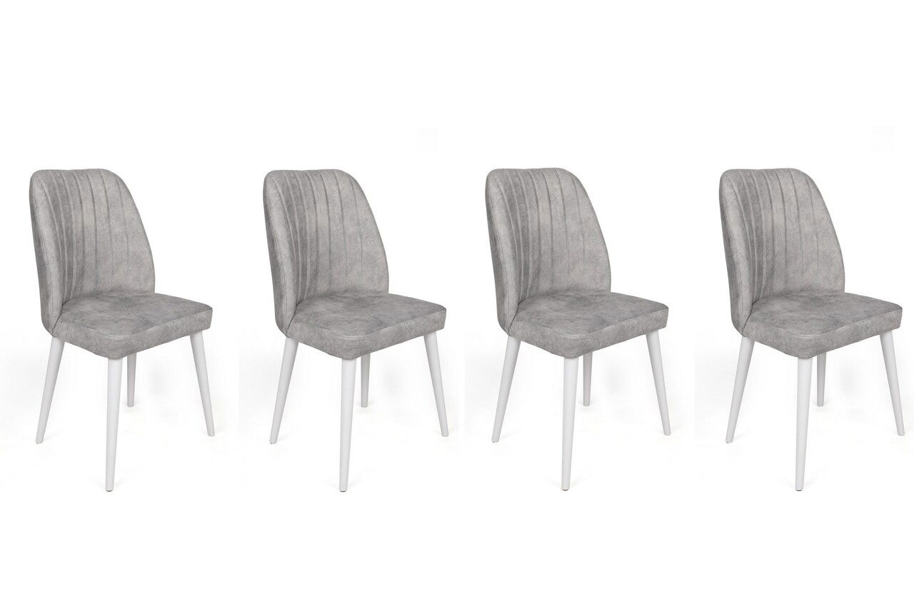 Set de scaune, Nmobb, Alfa-498 V4, Metal , Gri/Alb