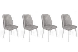 Set de scaune, Nmobb, Alfa-498 V4, Metal , Gri/Alb