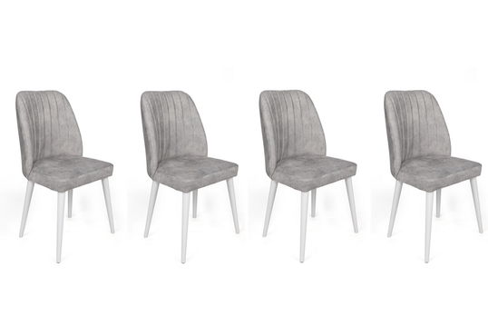 Set de scaune, Nmobb, Alfa-498 V4, Metal , Gri/Alb
