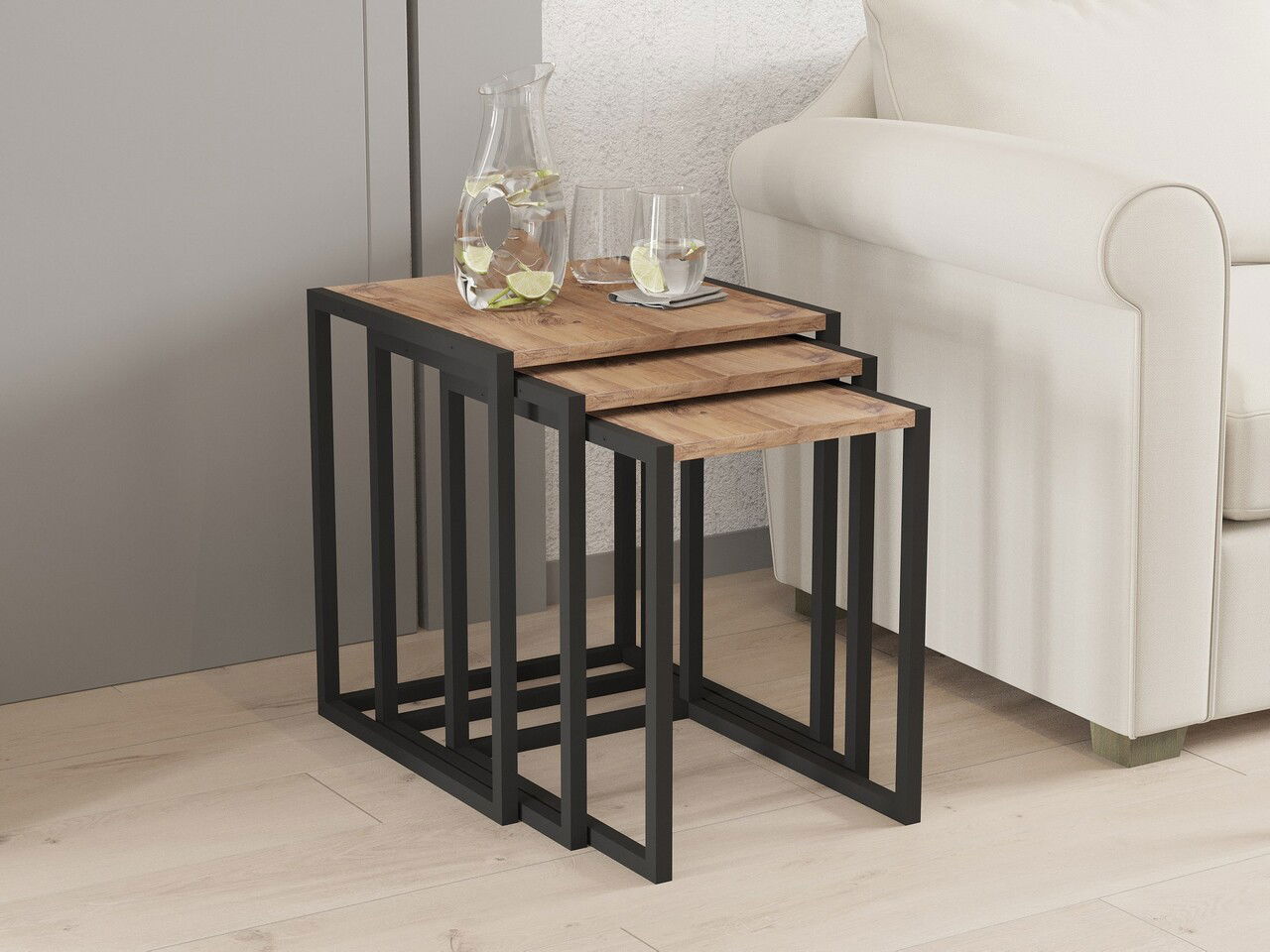 Masute, Puqa Design, Tali, PAL, Negru / Pin Atlantic