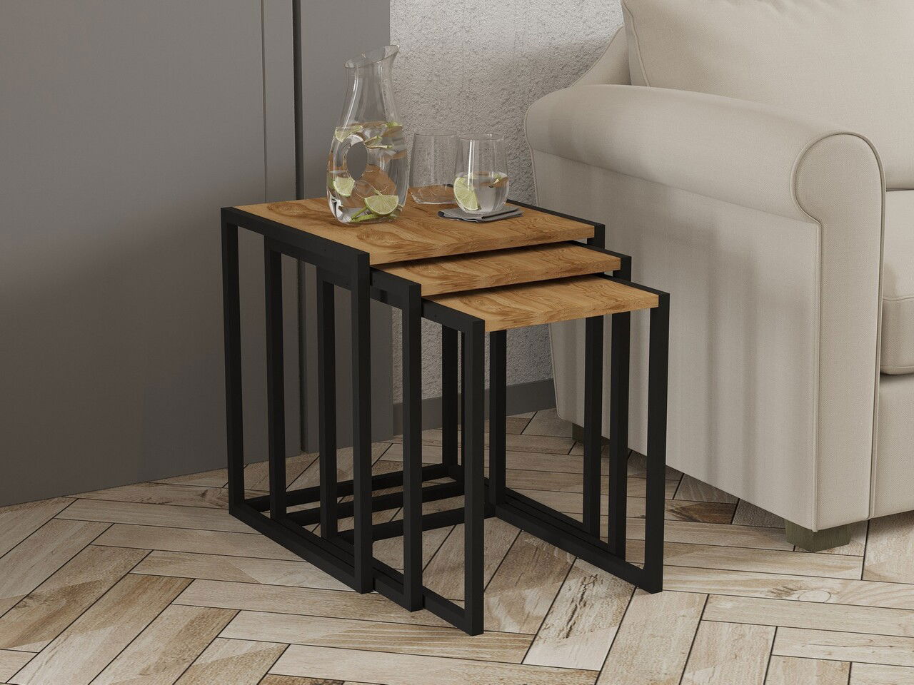 Masute, Puqa Design, Tali, PAL, Negru / Vechi