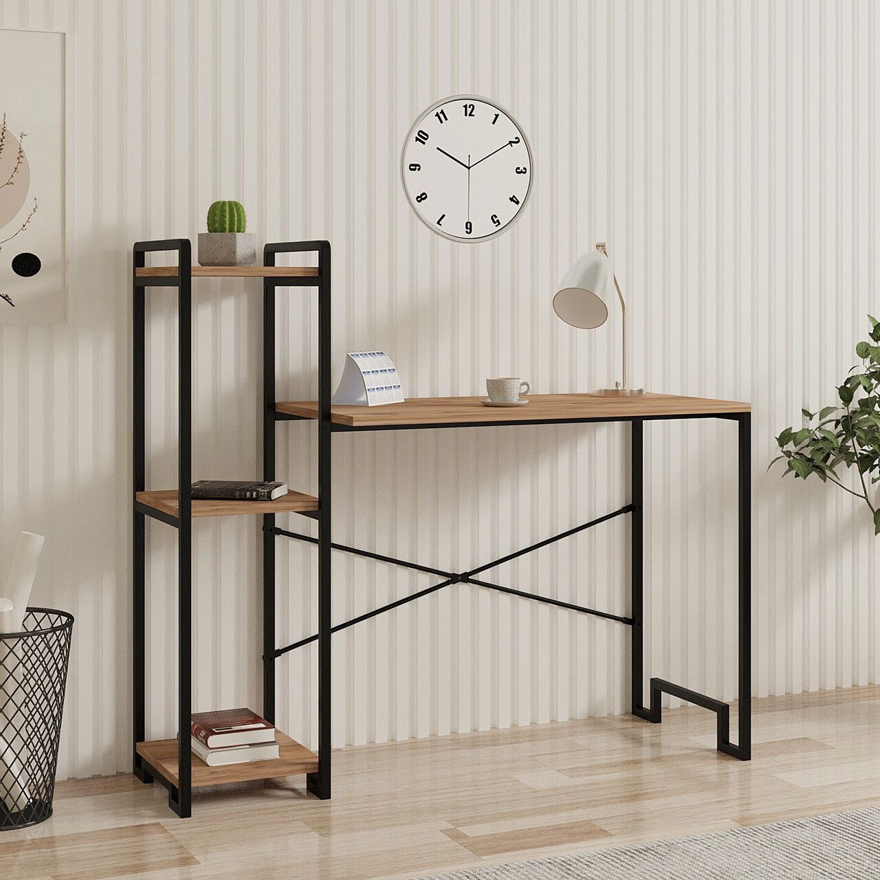 Birou, Puqa Design, Home, 45x120x108 cm, PAL, Pin Atlantic / Negru