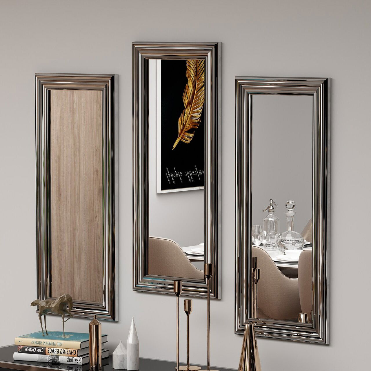Set de oglinzi, Siam, Lavia, MDF , Argintiu