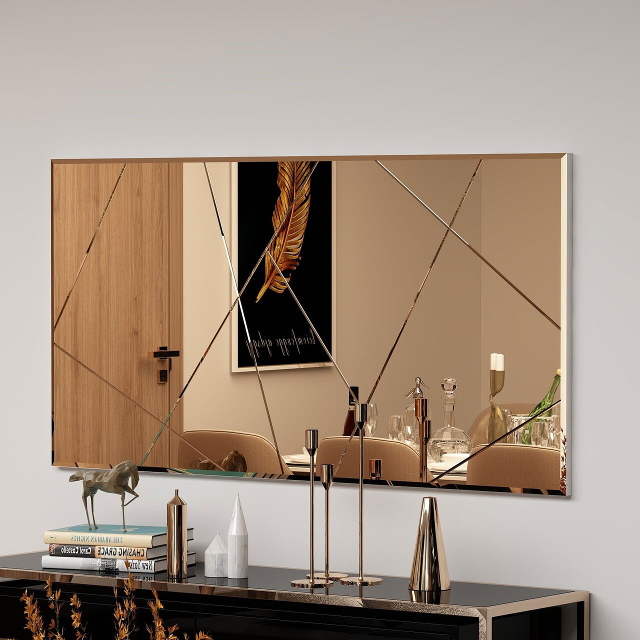 Oglinda decorativa, Siam, Orezo, 60x120x2.2 cm, MDF , Bronz