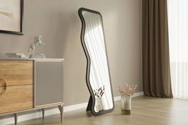 Oglinda decorativa, Siam, Asel, 50x160x2.2 cm, MDF , Negru