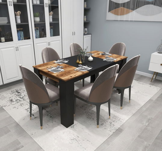 Masa, Arnetti, Line, 76.8x160x80 cm, PAL, Nuc deschis / Negru