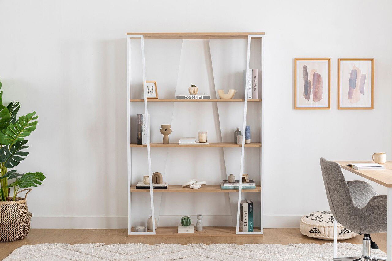 Corp biblioteca, Arnetti, Lissa Bookshelf, 123.6x32x179.6 cm, PAL, Safir / Anthtacit / Alb