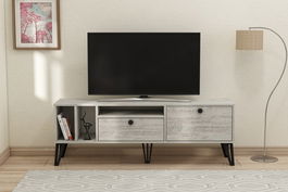 Comoda TV, Coraline, Aris, 150x53x35 cm, PAL, Gri/Alb