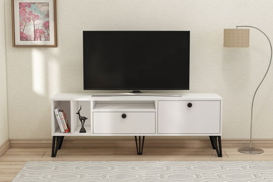 Comoda TV, Coraline, Aris, 150x53x35 cm, PAL, Alb