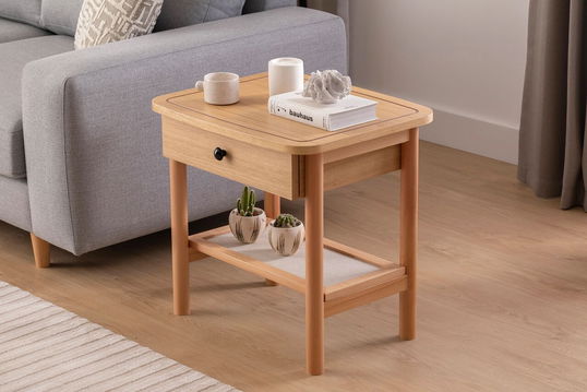 Noptiera, Howard, Daisy Drawer, 55x55x45 cm, MDF , Natural/Lemn