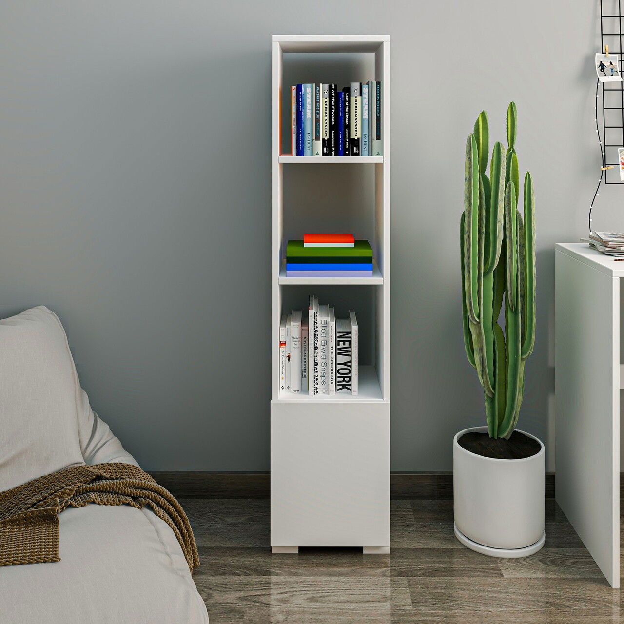 Corp biblioteca, Inarch, Kuzey, 31x136x29.6 cm, PAL, Alb