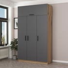 Dulap pentru haine, Minerva, Minar 3 Kapak 2 Çekmece 255, 135x255x52 cm, PAL, Antracit / Dore