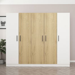 Dulap pentru haine, Minerva, Kale, 225x190x52 cm, PAL, Alb