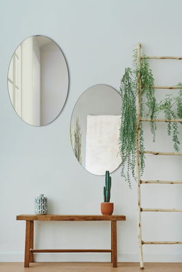 Oglinda decorativa, Mirrorland, Elliptical, Oglindă indestructibilă cu obturator, Argintiu