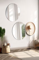 Oglinda decorativa, Mirrorland, Round, Oglindă indestructibilă cu obturator, Argintiu