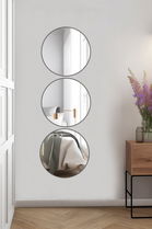 Oglinda decorativa, Mirrorland, Round, Oglindă indestructibilă cu obturator, Argintiu