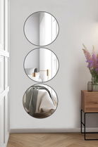 Oglinda decorativa, Mirrorland, Round, Oglindă indestructibilă cu obturator, Argintiu