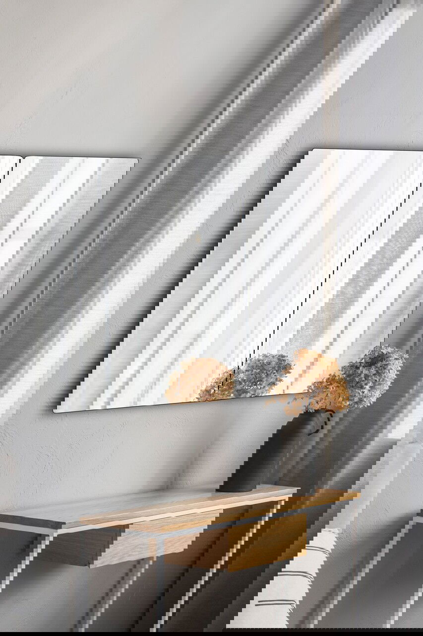 Oglinda decorativa, Mirrorland, Rectangular, Oglindă indestructibilă cu obturator, Argintiu