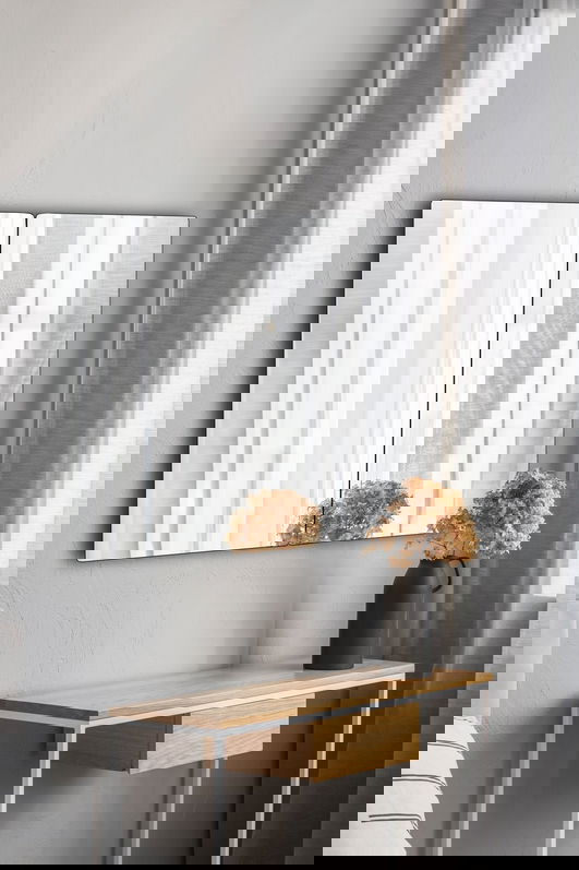 Oglinda decorativa, Mirrorland, Rectangular, Oglindă indestructibilă cu obturator, Argintiu