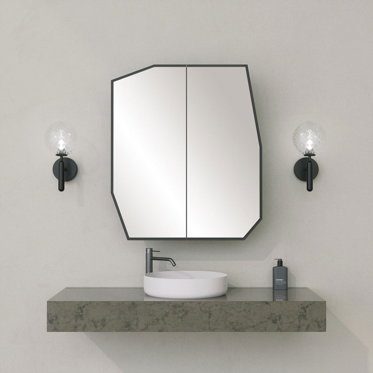 Dulap de baie, Neostill, Quartz Cabinet, 12x45x50 cm, MDF , Negru