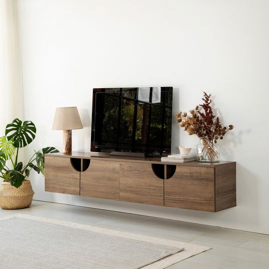 Comoda TV, Neostill, Grotte, 180x35x35 cm, Cadru: PAL MELAMINAT 100%., Maro