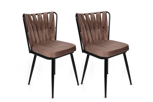 Set de scaune, Nmobb, Kuşaklı-233 V2, Metal, Maro deschis / Negru