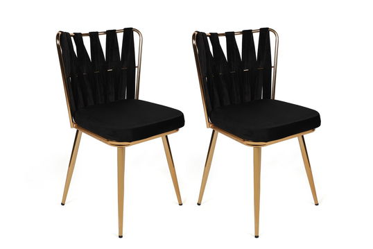Set de scaune, Nmobb, Kuşaklı-211 V2, Metal, Negru