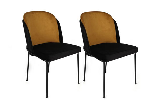 Set de scaune, Nmobb, Dore-142 V2, Metal, Mustar / Negru