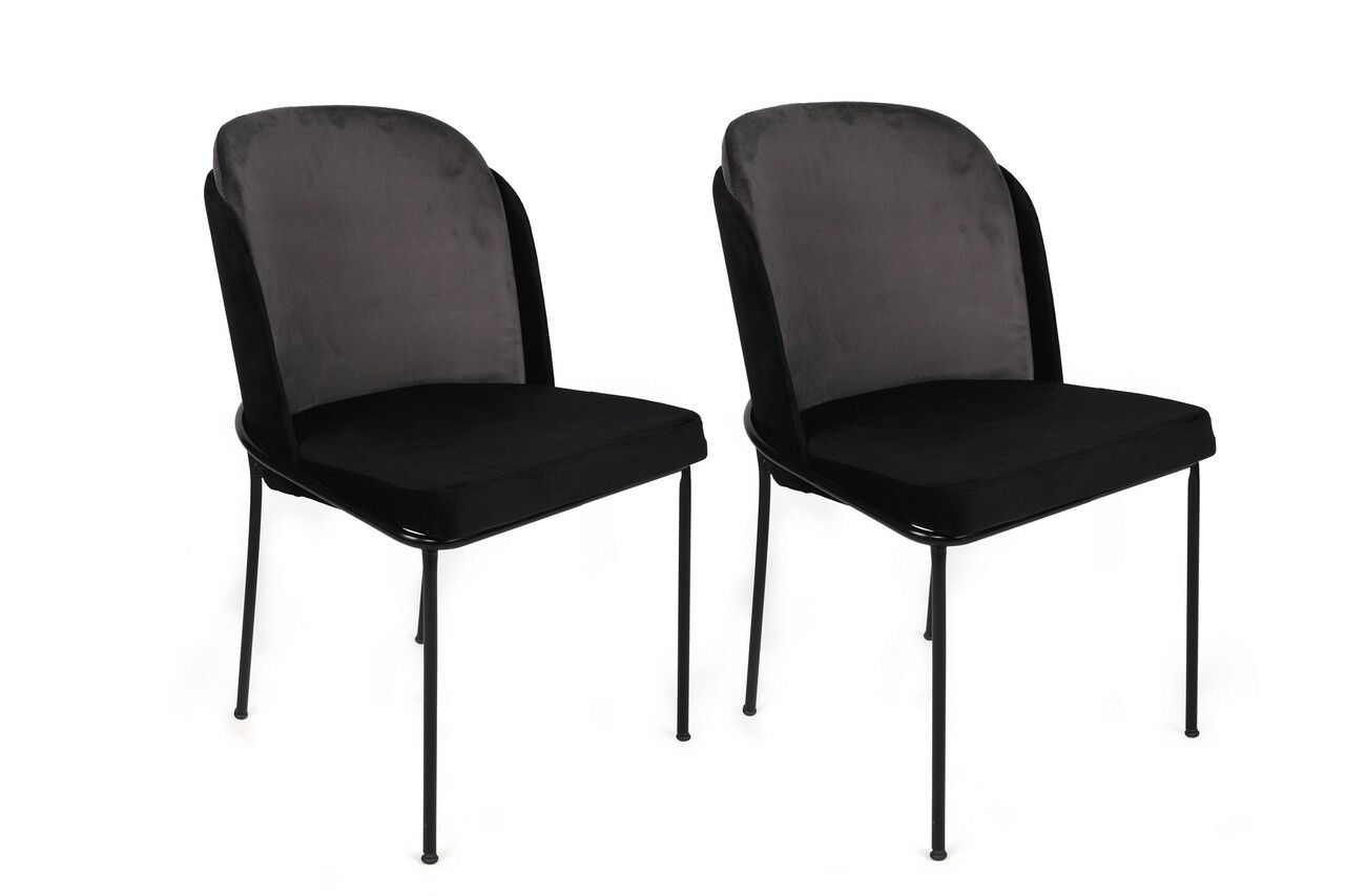 Set de scaune, Nmobb, Dore-150 V2, Metal, Gri/Negru