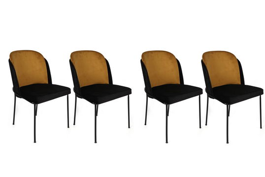 Set de scaune, Nmobb, Dore-142 V4, Metal, Mustar / Negru