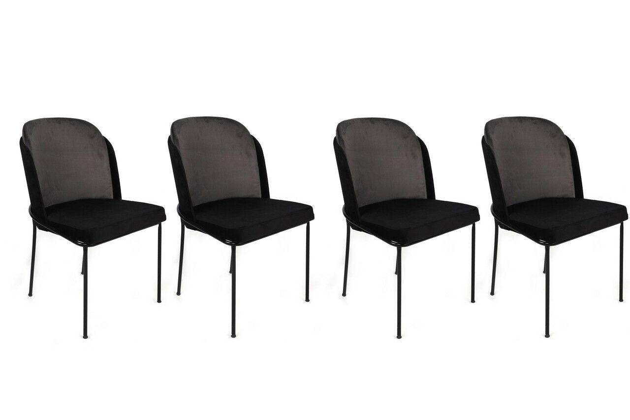 Set de scaune, Nmobb, Dore-150 V4, Metal, Gri/Negru