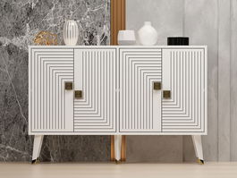 Consola, Odessa, Ahart, 120x80x30 cm, PAL, Alb/Auriu
